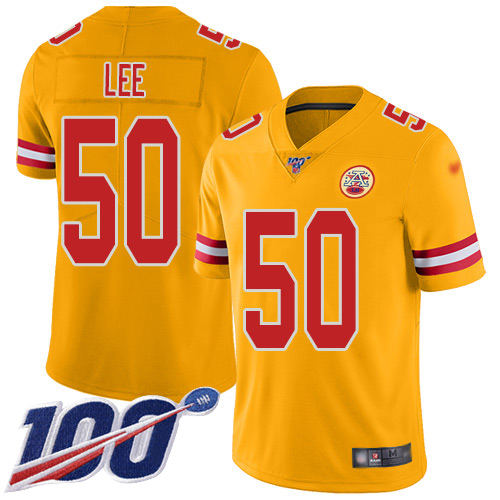 Men Kansas City Chiefs 50 Lee Darron Limited Gold Inverted Legend 100th Season Nike NFL Jersey